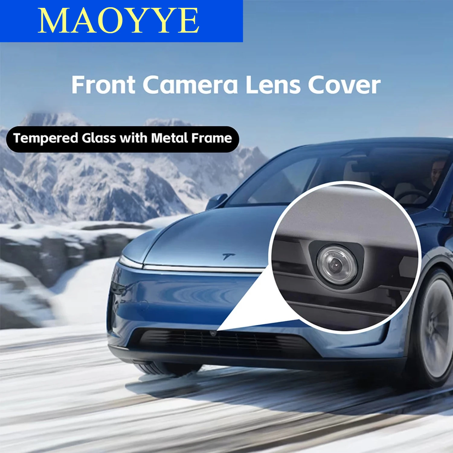 MAOYYE HD Clear Front Camera Protector Cover 9H Tempered Glass for Tesla Model YL Y Juniper Standard Rainproof