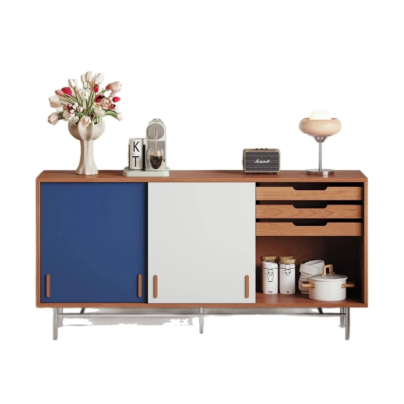

wind ancient solid wood dust side cabinet living room multi-functional Bauhaus floor-to-ceiling retro strip locker