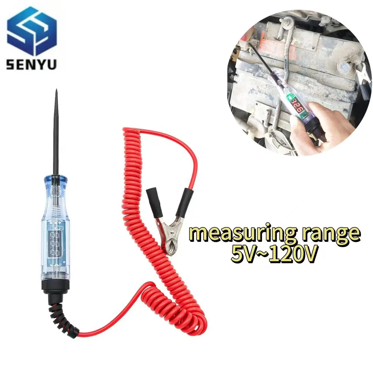 6V 12V 24V Car Truck Voltage Circuit Tester Auto Long Probe Circuit Test Pen LED Digital Electric Measuring Detector Repair Tool