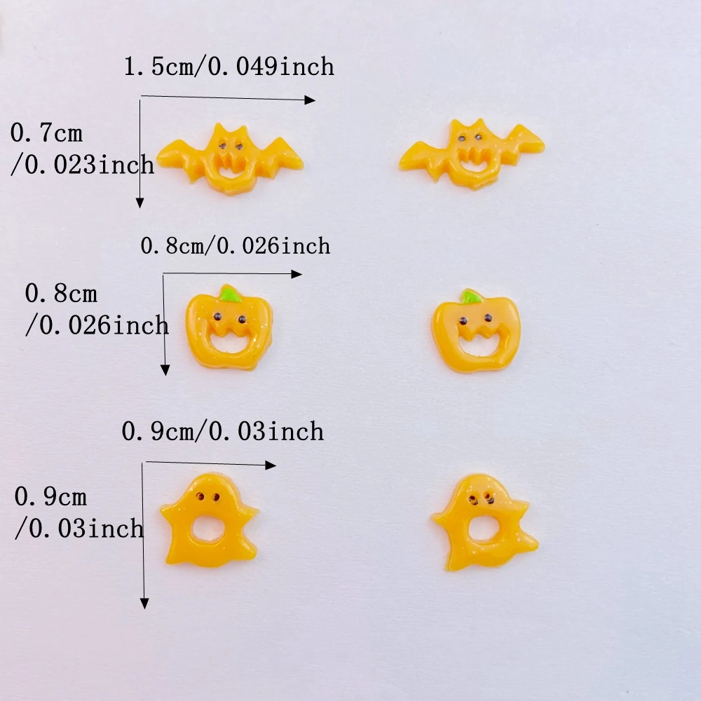 50 pz 3D resina chiodo carino mini pipistrello di Halloween, zucca, serie fantasma parti del chiodo accessori Kawaii fai da te Nail Art decorazione