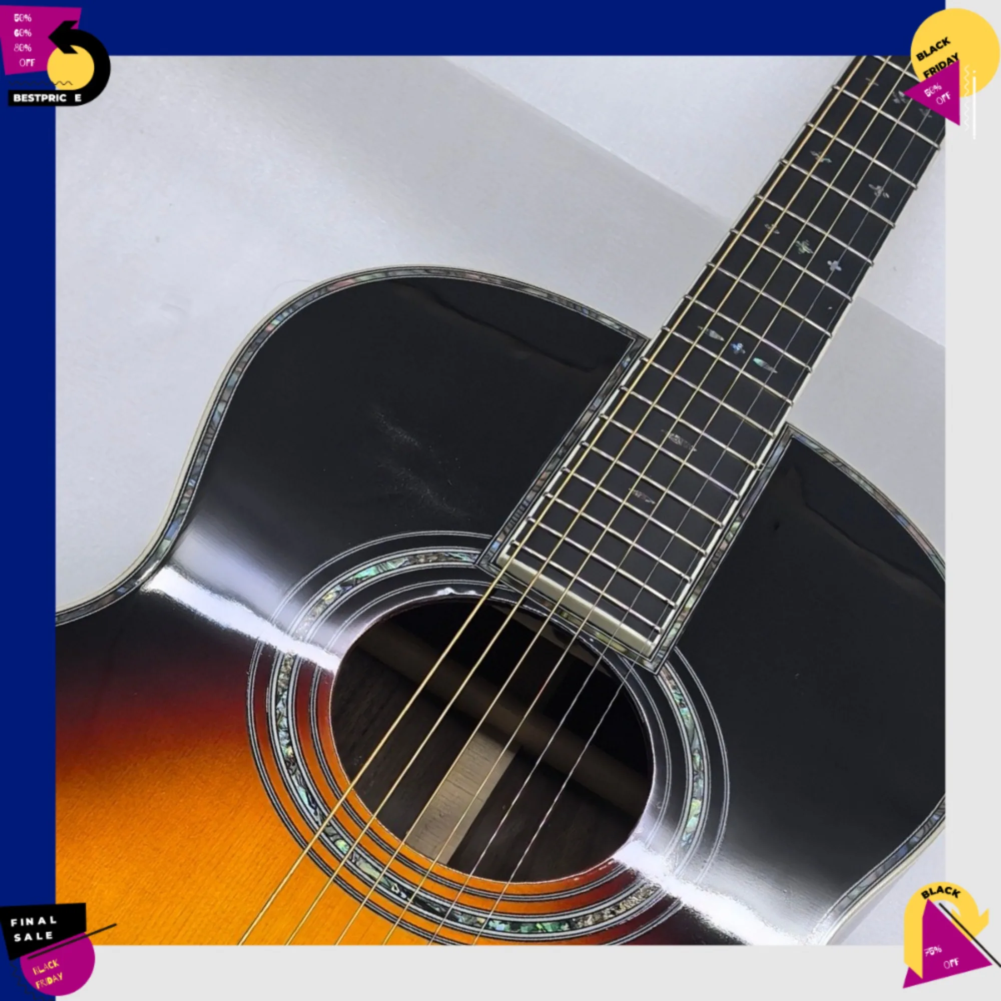 Free Shipping 00042 Acoustic Guitar Sunburst Wood Guitar 40 Inch Folk Guitar Clear Articulate Tone Fine Craft Timeless Nice Gift