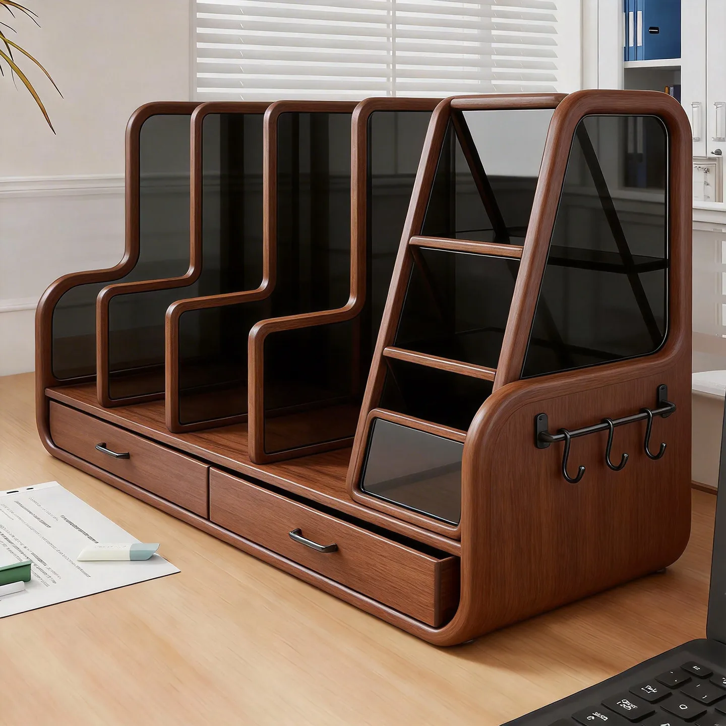 Metal Book Stand, Multi-Tier Desktop Shelf for Subject Classification, Heavy Duty Storage Rack for Books Files Office & Home Use