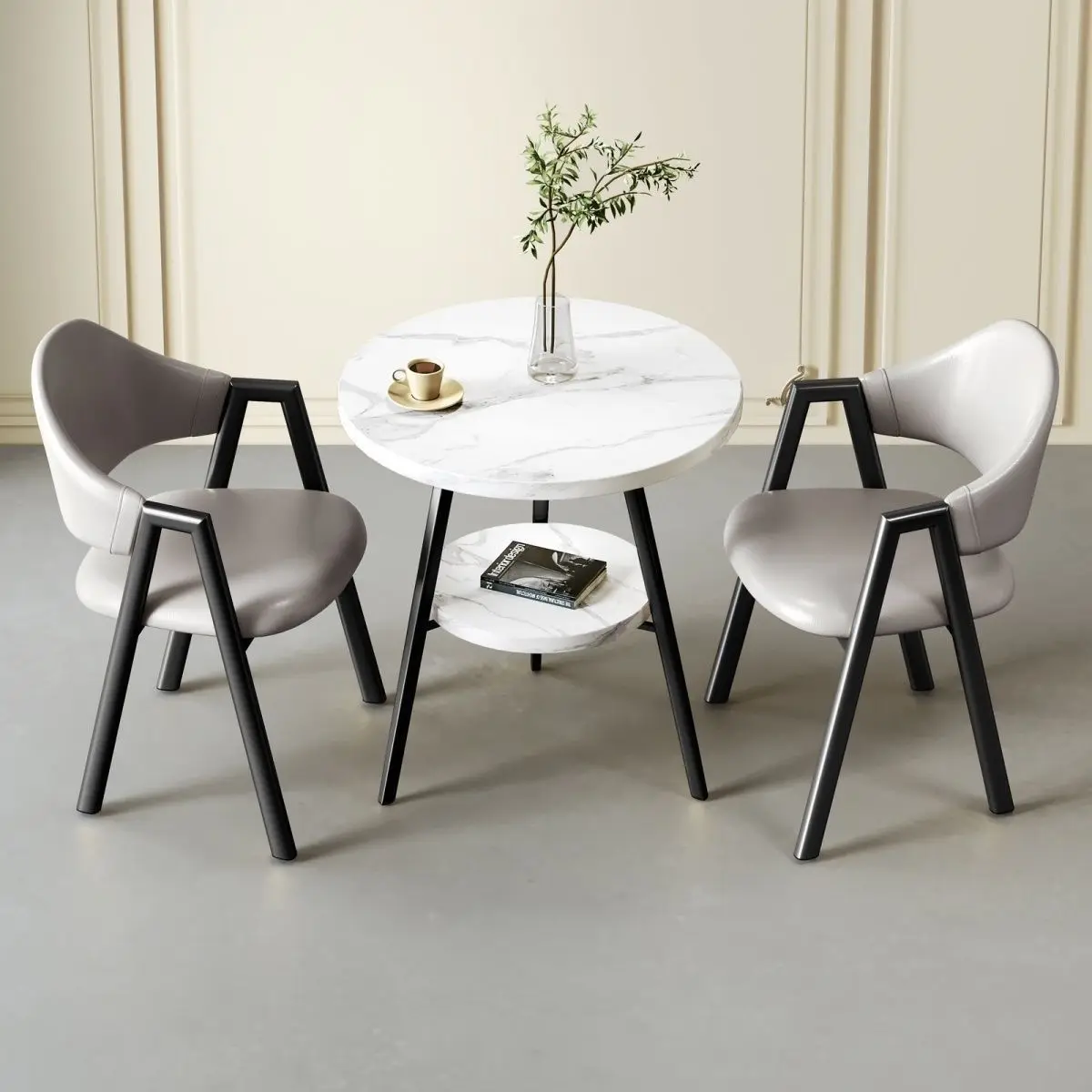 @Negotiate the combination of Italian tables and chairs Nordic milk tea sales department Simple reception Casual home small apar