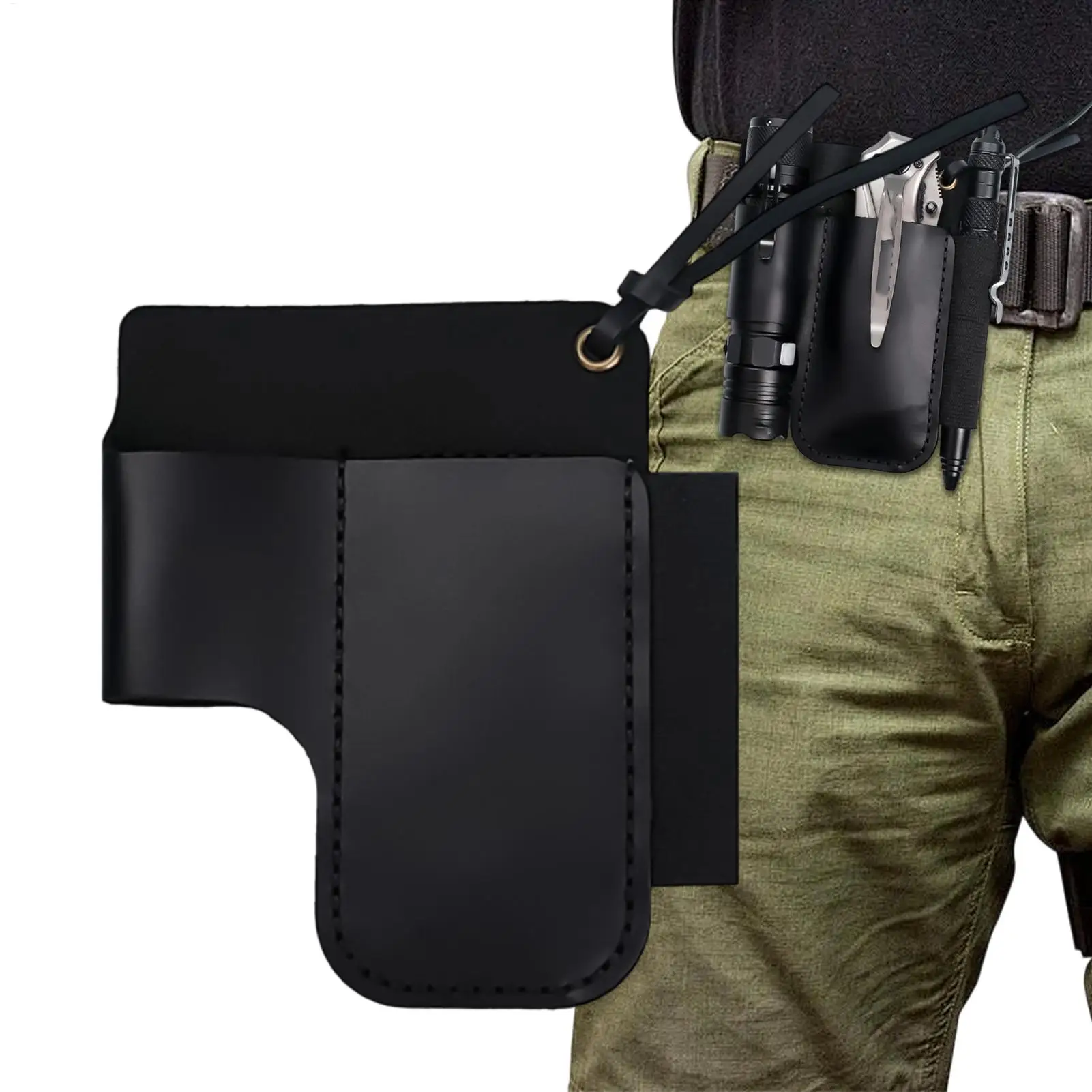 

Leather Belt Pouch Retro Leather Multipurpose Holder Heavy Duty Tool Bags For Flashlight Cutter Pen Planting Harvesting Pruning