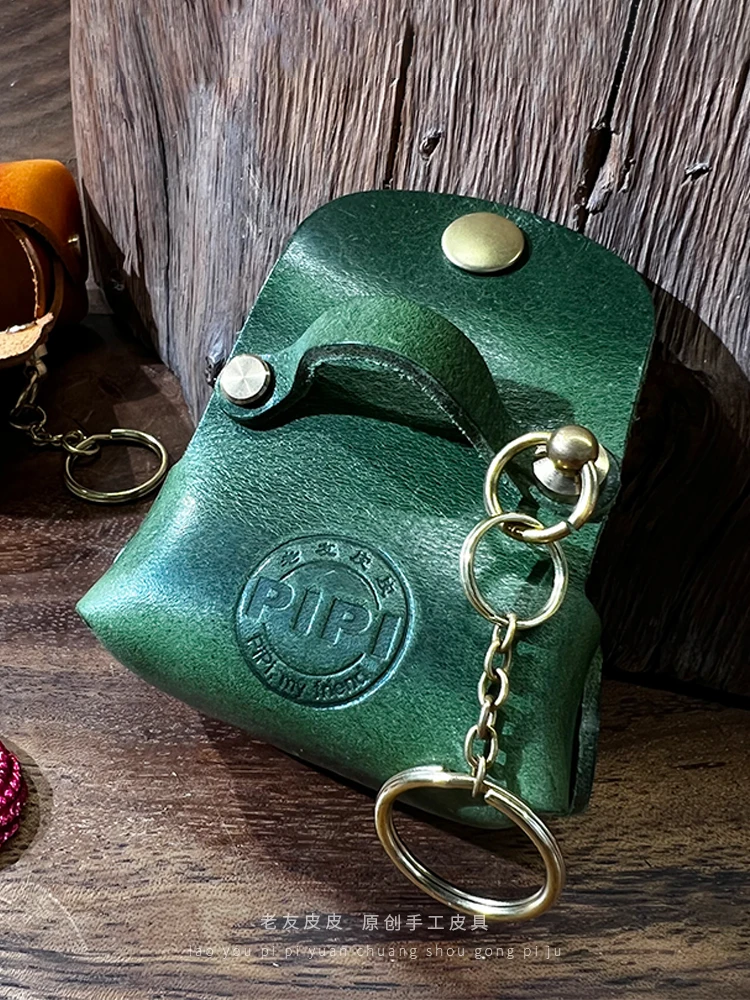 Cowhide Mini Bag Handmade Pendant Genuine Leather Storage Bag