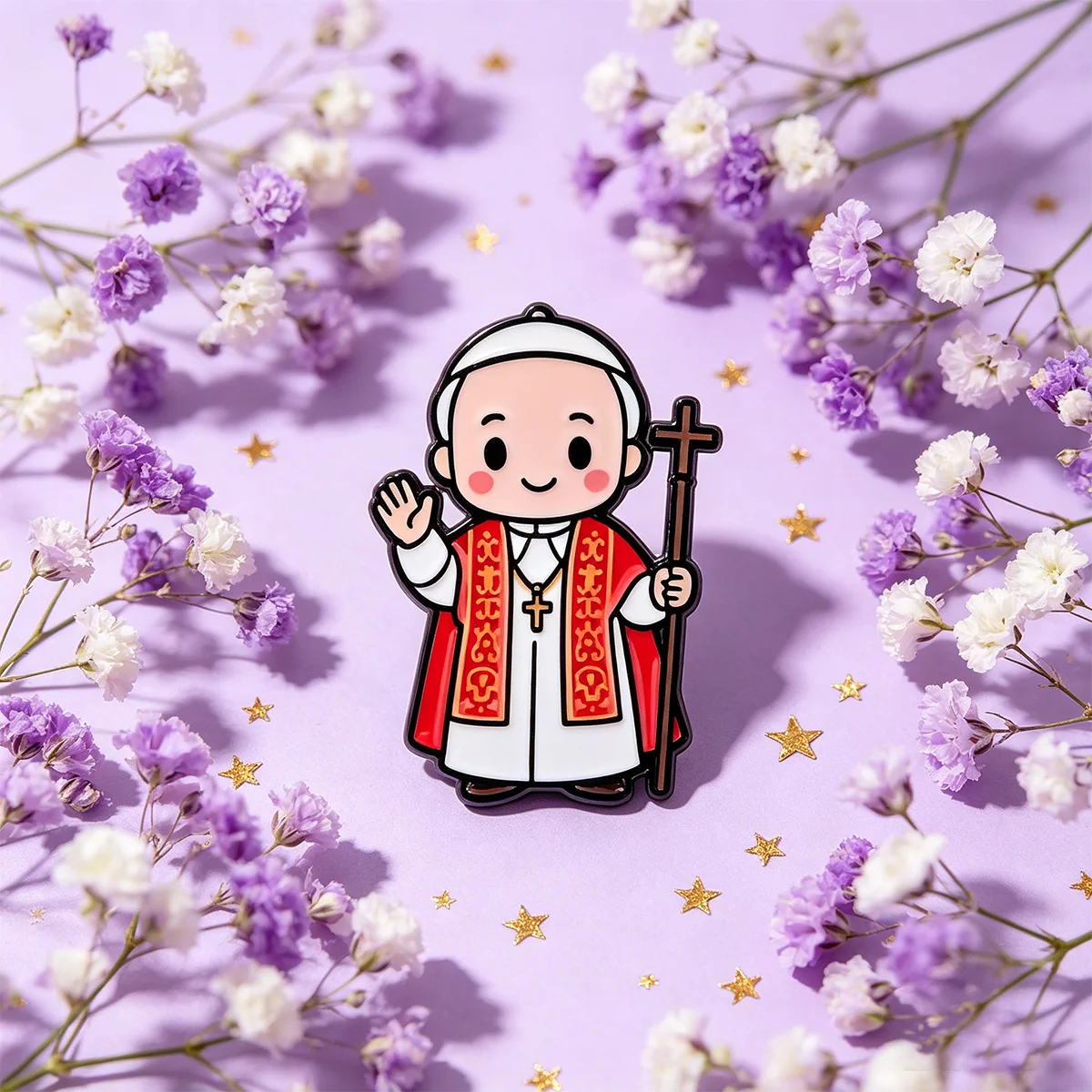 Cute Cartoon Pope Enamel Pin Catholic Holy Father Brooch Lapel Pins Badge on Backpack Clothing Accessories Fashion Jewelry Gifts