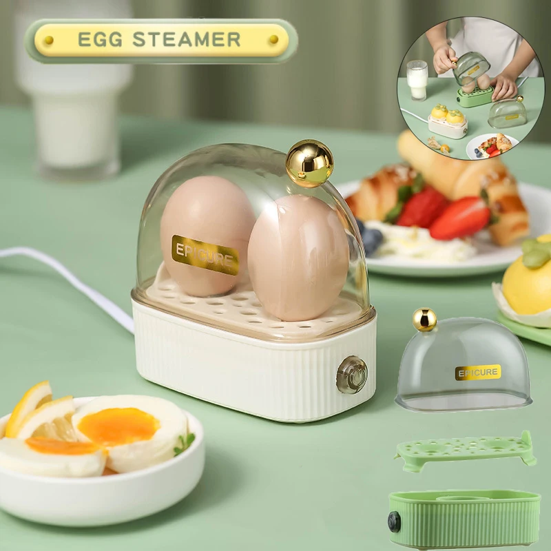 New Multifunctional Electric E gg Cooker Automatic Power Off Mini Food Steamer E gg Poacher Breakfast Cooking Machine, EU Plug