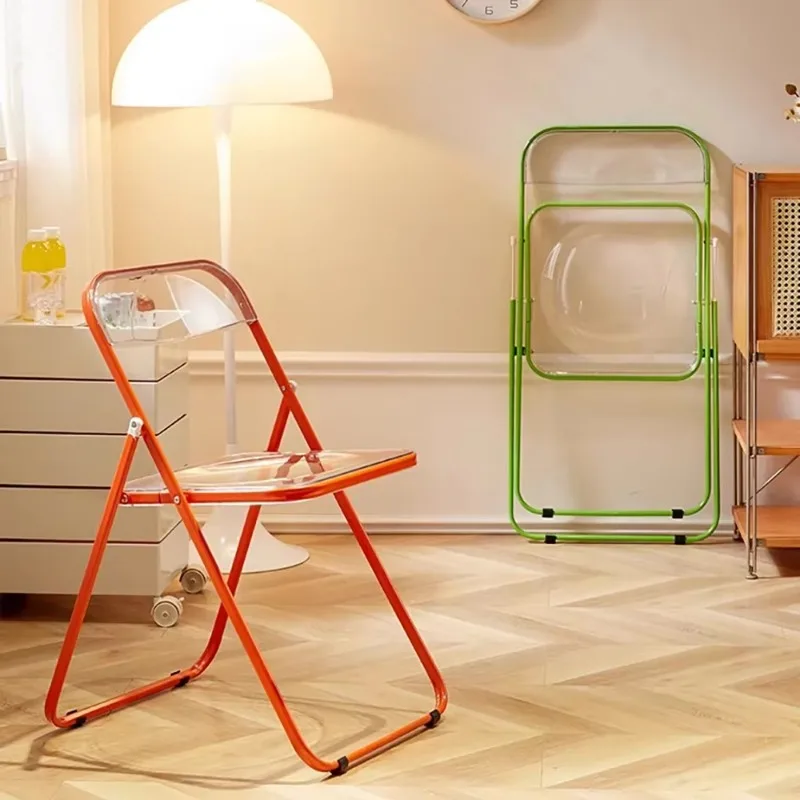 #Aesthetic Design Dining Chairs Plastic Waterproof Transparent Folding Dining Chairs Kitchen Living
