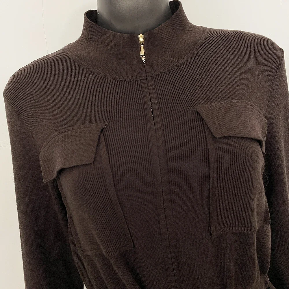 OFTBUY Neuer Luxuriöser Eleganter Winter-Loungewear-Anzug für Damen 2-Teiliges Gestricktes Trainingsanzug-Set Echte Fuchspelz-Jacke mit Taillenzugband für Frauen – Detail 4