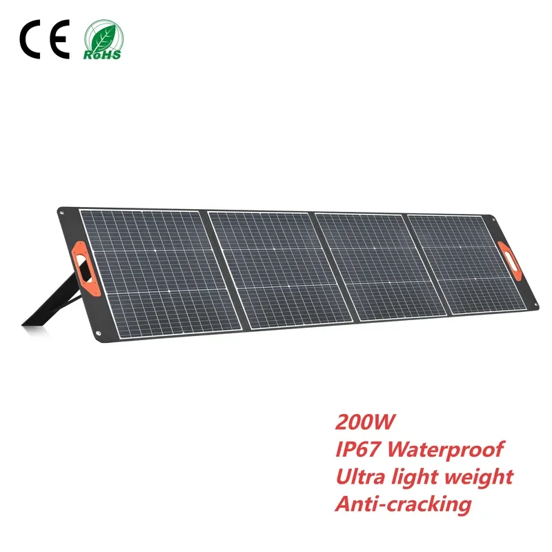 Customizable 200W Waterproof Portable Foldable Solar Panel Mono Cell Charger for Solar Generators Laptops Phones Tablets