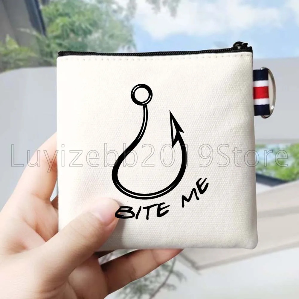 

The Fishfather Fishing Lovers Father Fisherman Gifts Canvas Coin Purse Canvas Bag Small Square Key Storage Card Bag Wallet Pouch