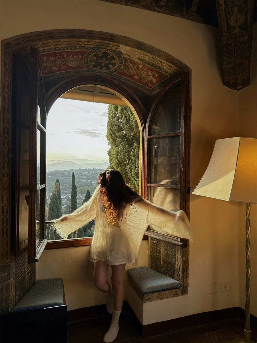 

MOEROP Healing Aesthetic Tassel-More Hair круглый комплект вязаного свитера Lazy Feeling женская мода свободного покроя осенняя одежда