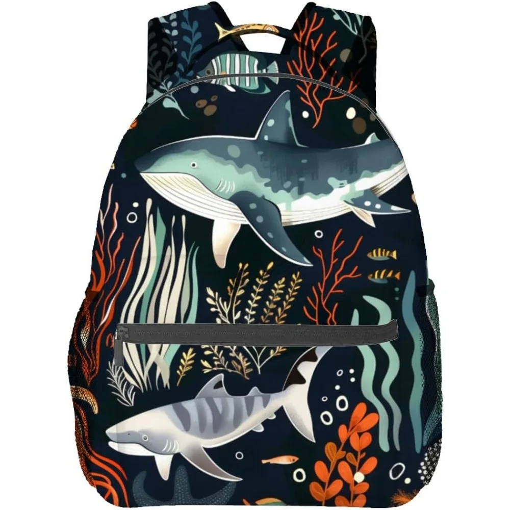 

Рюкзак Shark Ocean Life, рюкзаки из темного полиэстера под водой, легкий рюкзак с двойным плечом для взрослых подростков, морская рыба