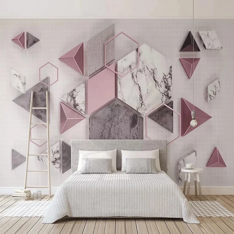 Custom 3D Wallpaper Modern Geometry Polygon Marble Texture Mural Study Abstract Art Living room TV background bedroom restaurant