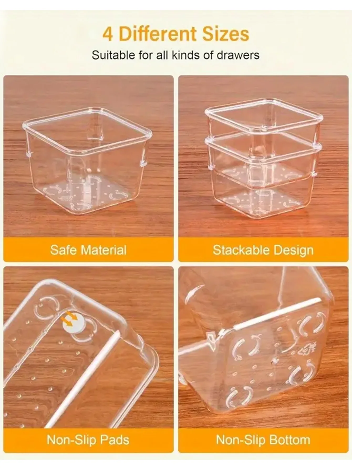 مجموعة تنظيم الأدراج البلاستيكية الشفافة مكونة من 44 قطعة، منظمو مقسم أدراج المكتب، صناديق تخزين للمكياج والمجوهرات والأشتات، ملحقات المنزل