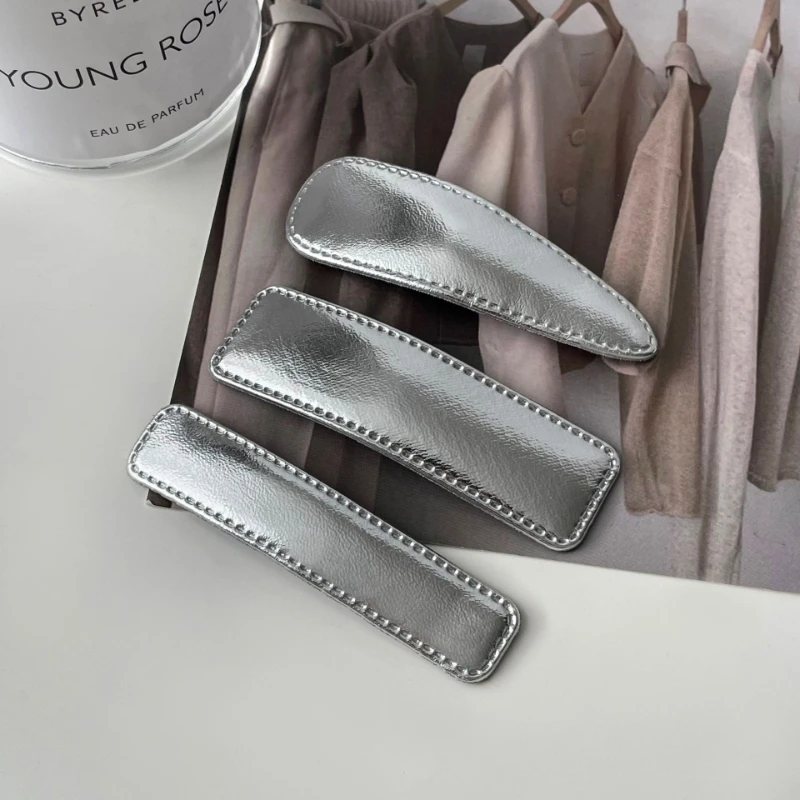 2pc Elegante Silber Solide PU BB Haarnadel Haar Clips für Frauen Mädchen Kinder Childs Retro Geschenk Haar Zubehör party Urlaub Ornament – Detail 7