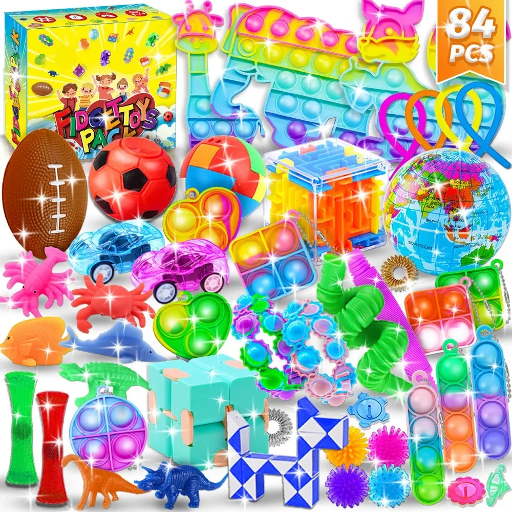 

84 Pieces Cartoon Plastic Party Favor Combo Set Pinata Fillers Kids Birthday Party Bulk Toys Boys & Girls Treasure Box