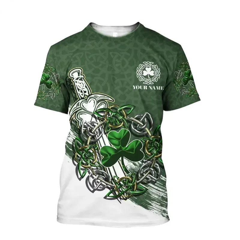 3D Printed 2026 Summer Irish Celtic T Shirt Men Women Custom Name Short Sleeve Unisex Top Harajuku Large Casual Streetwear