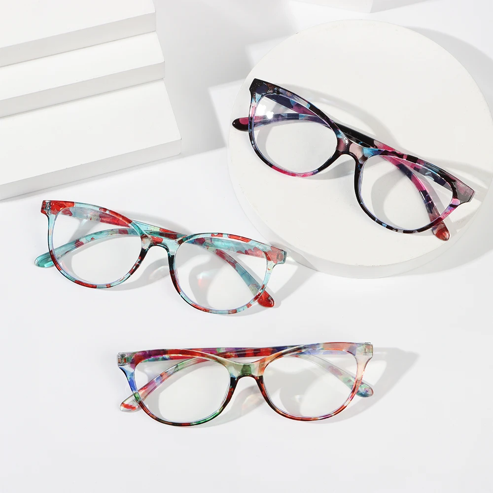 Comfortable Flowers Vintage Portable Eye Protection Ultra Light Frame Reading Glasses Anti-Blue Light Eyeglasses