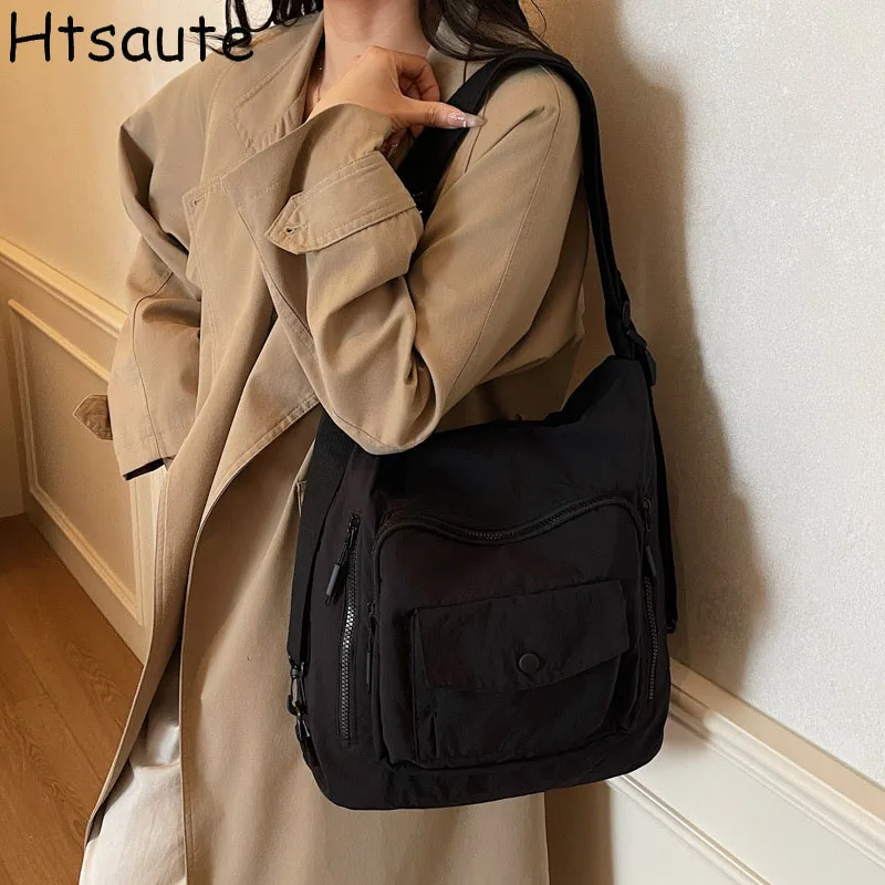 

Простая сумка-тоут для женщин, вместительная женская сумка через плечо, модная повседневная нейлоновая сумка-мессенджер с ручкой