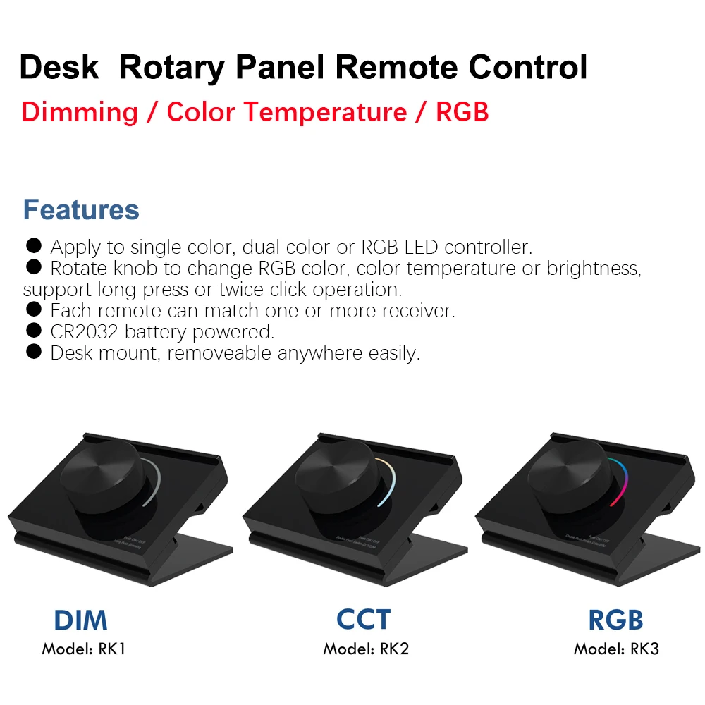 2.4G RK1/RK2/RK3 Panel obrotowy RF zdalnie sterowany zdalnie zdalnie sterowany Dimmer LED/ct/RGB kontroler LED jasności światła LED