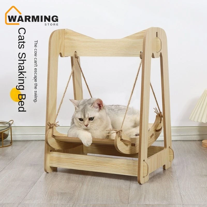 Warming Wooden Shaker Cat Accessories Pet Double Anti-rollover Swing Hanging Nest Pet Hammock Cat Bed Cat Swing Hamaca Gatos