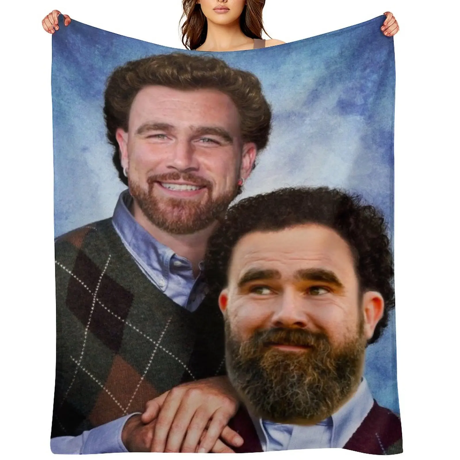 

Kelce Brothers Portrait Throw Blanket for winter Bed linens Tourist Camping Blankets