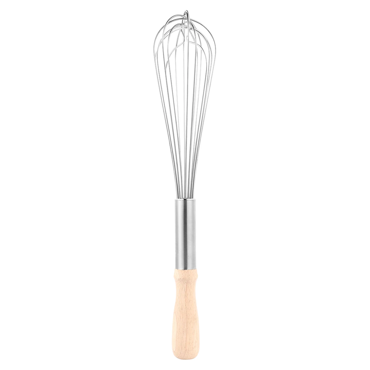

1PC Beater Stainless Steel Whisk Mixer Wood Handle Lightweight Dishwasher Safe for Cooking Baking Blending Stirring Pancake