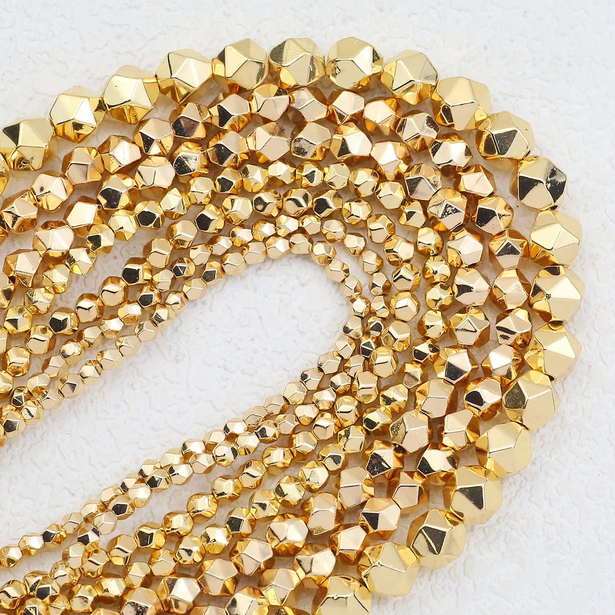 Naturstein Facettierte Runde Vergoldete Hämatit Spacer Lose Perlen 2/3/4/6/8mm Für Schmuck Machen DIY Armband Halsketten Handwerk