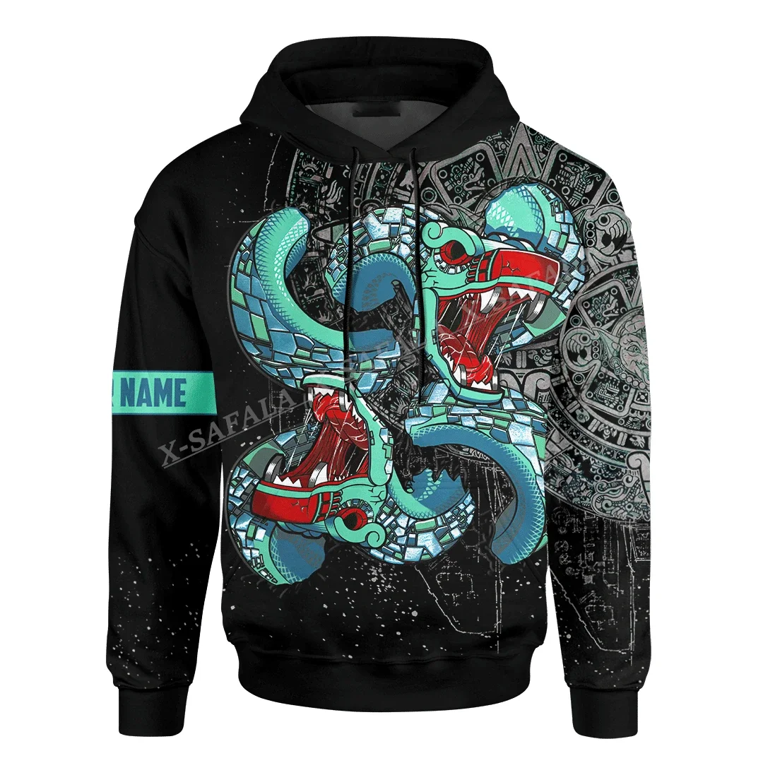 DOUBLE QUETZALCOATL CALENDAR Mexican Aztec Maya 3D  Printed Hoodie Men Pullover Sweatshirt Jersey  Jumper High Quality