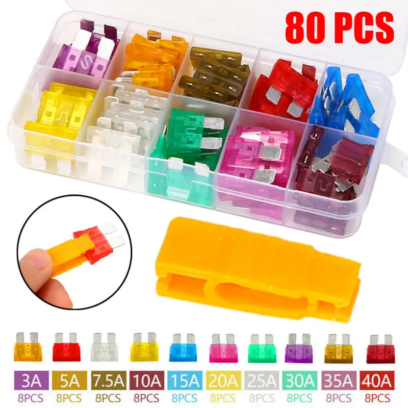 Portable Practical Useful Blade Fuses Spare Car Trucks 80Pcs resistance Replacement Terminal  Portable Practical