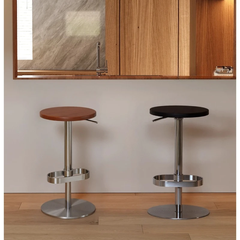 

Bar chair medieval solid wood bar chair can be lifted and lowered household simple high stool designer metal stool
