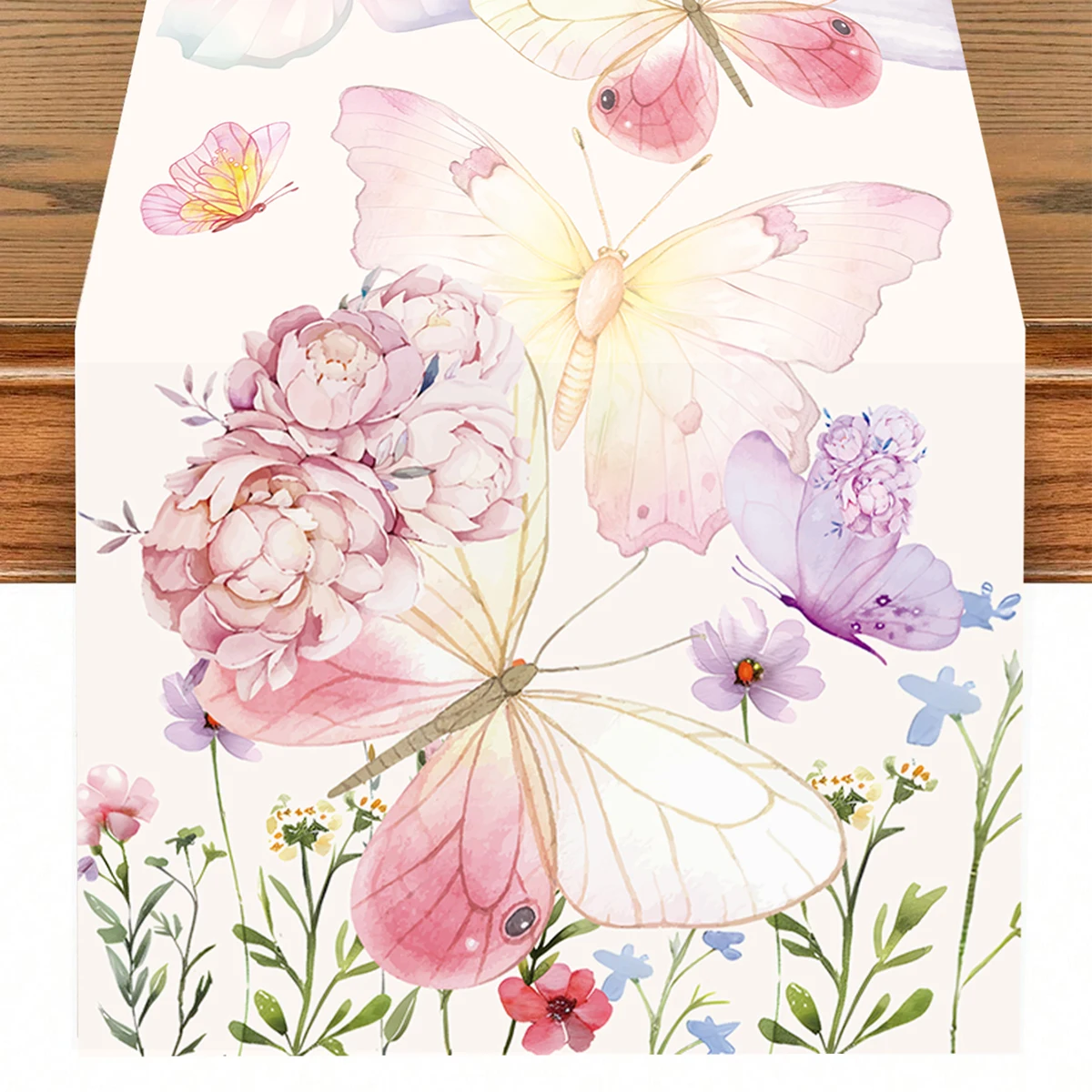 Wildflower Butterfly Table Runner Wedding Party Decoration Spring Summer Table Runner Outdoor Birthday Wedding Party Decoration