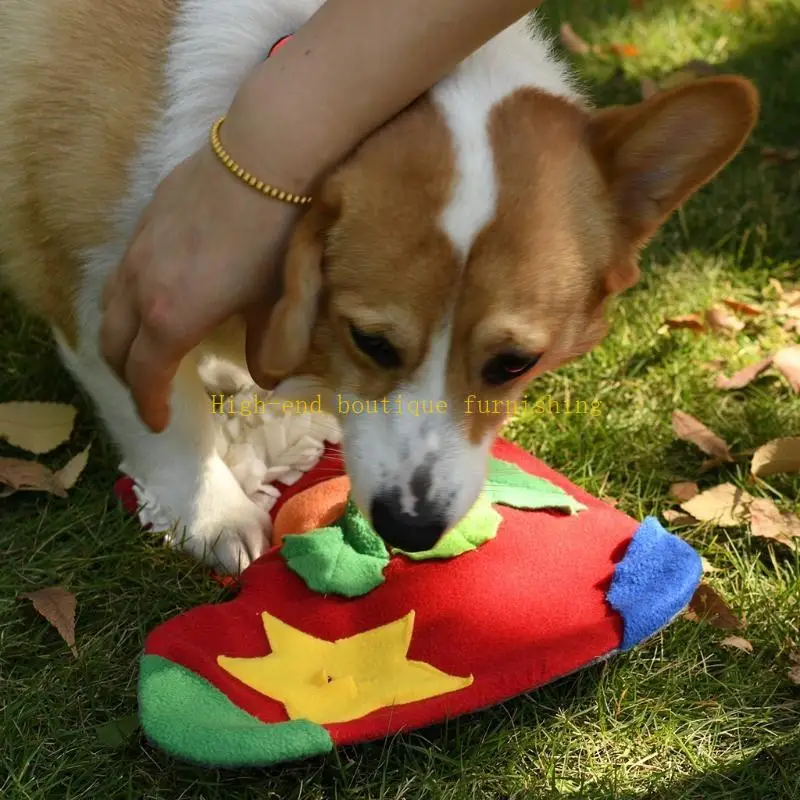 L9NB Christmas Pet Snuffle Feeding Mat Playing Ball Set Washable Dog Puzzle Nosework Blanket for Dogs Puppy