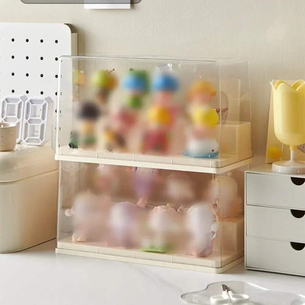 Multilayer Stackable Storage Box for Dolls and Action Figures Transparent Plastic Organizer with Secure Lid for Dust Protection