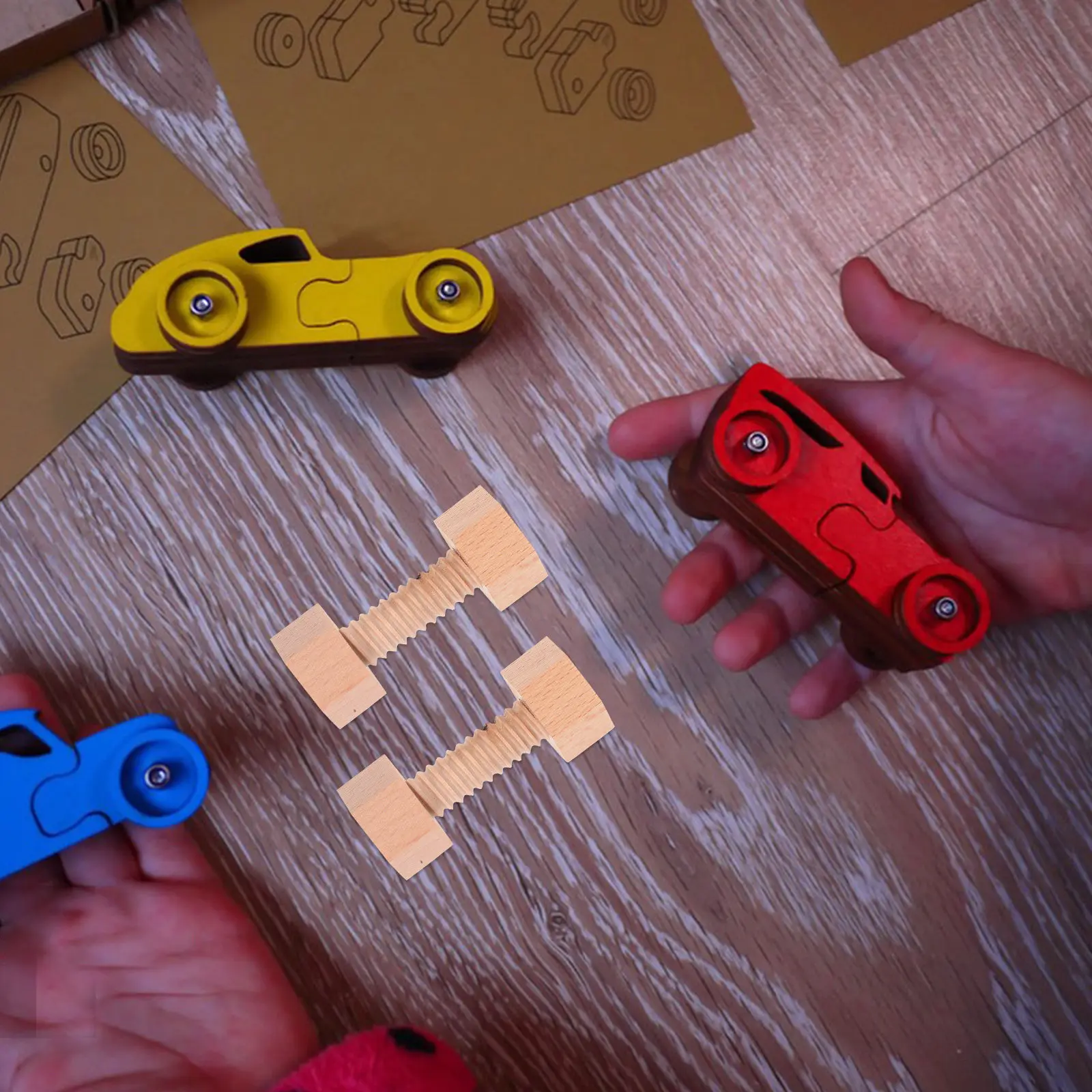 1 キッズ木製ネジナット建設セット六角エンジニアリングブロックミニネジ未完成木製ナット幼児