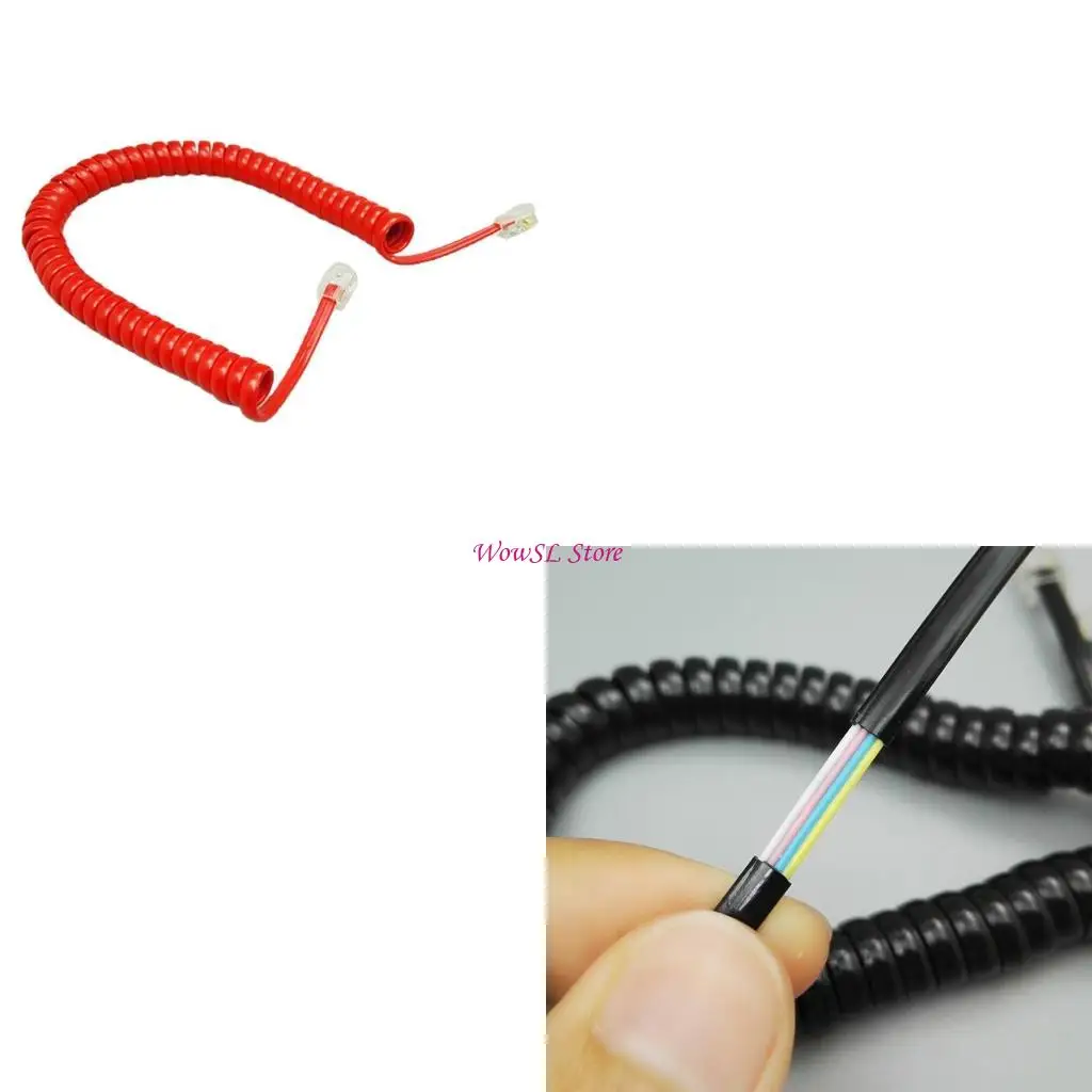 

4-Core Modular Coiled Telephone Handset Cord for Telephone/Handset Black/ Red /White Curly Cord 1.85m/ 6Ft HX5E