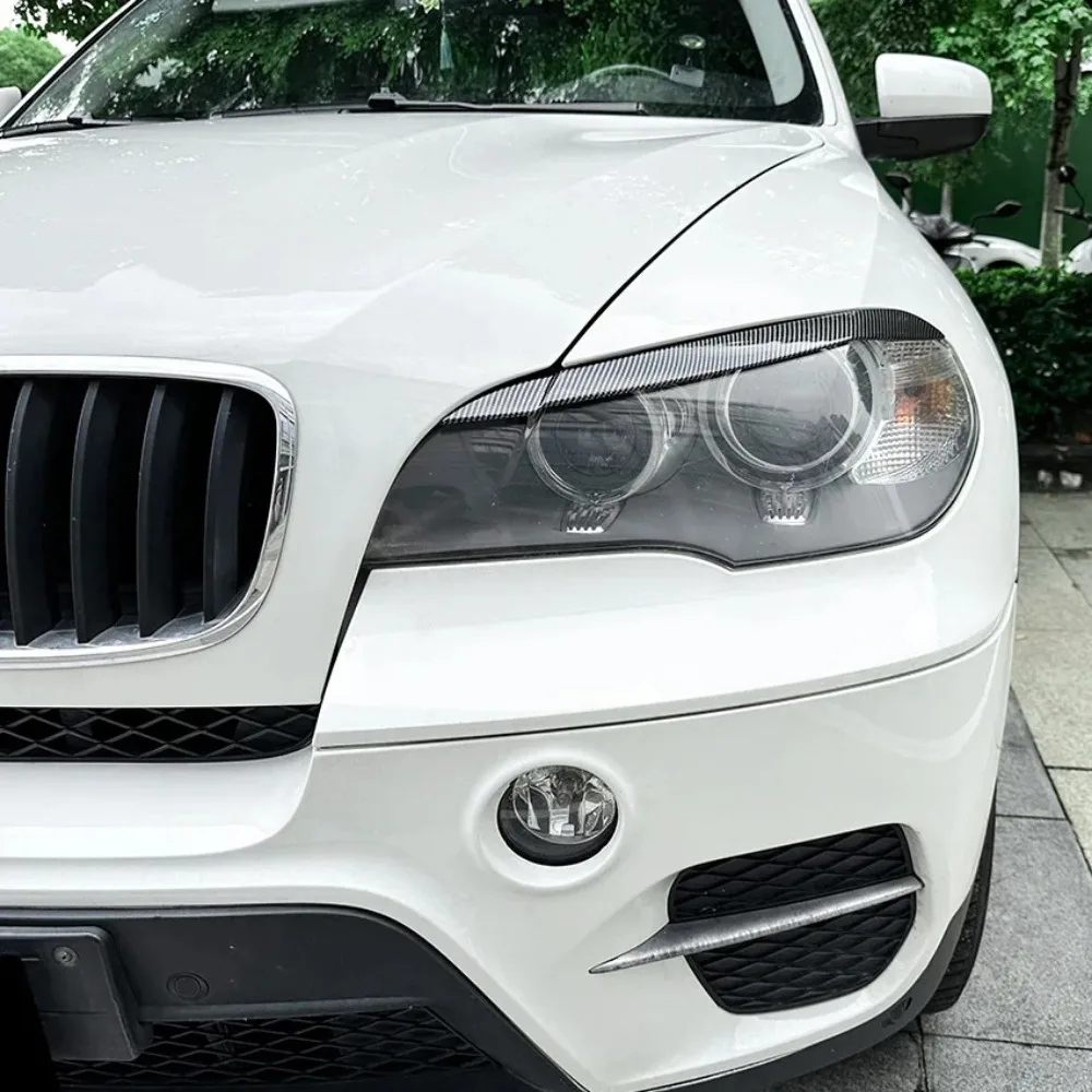 

Glossy black/Carbon look Car Front Headlight Eyebrow Eyelids Stickers For BMW X5 E70 2008-2013