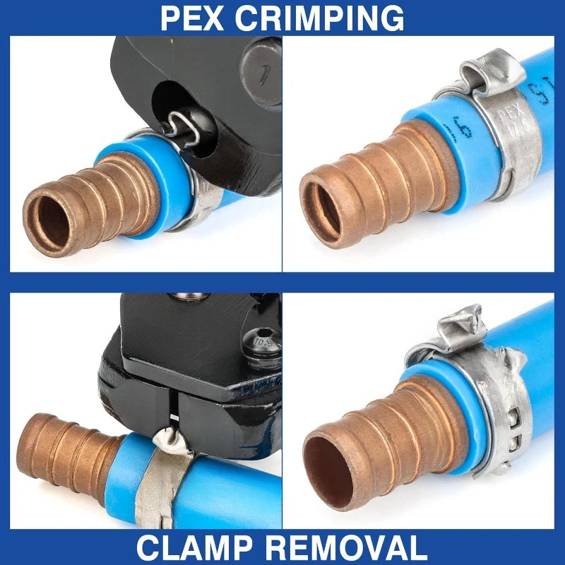 Clamp Tool Kit for 3/8-in, 1/2-in, 3/4-in, 1-in PEX Clamp Cinch & Removal, c/w 1/2''(20 Pack) and 3/4''(10 Pack) PEX Clamp Rings