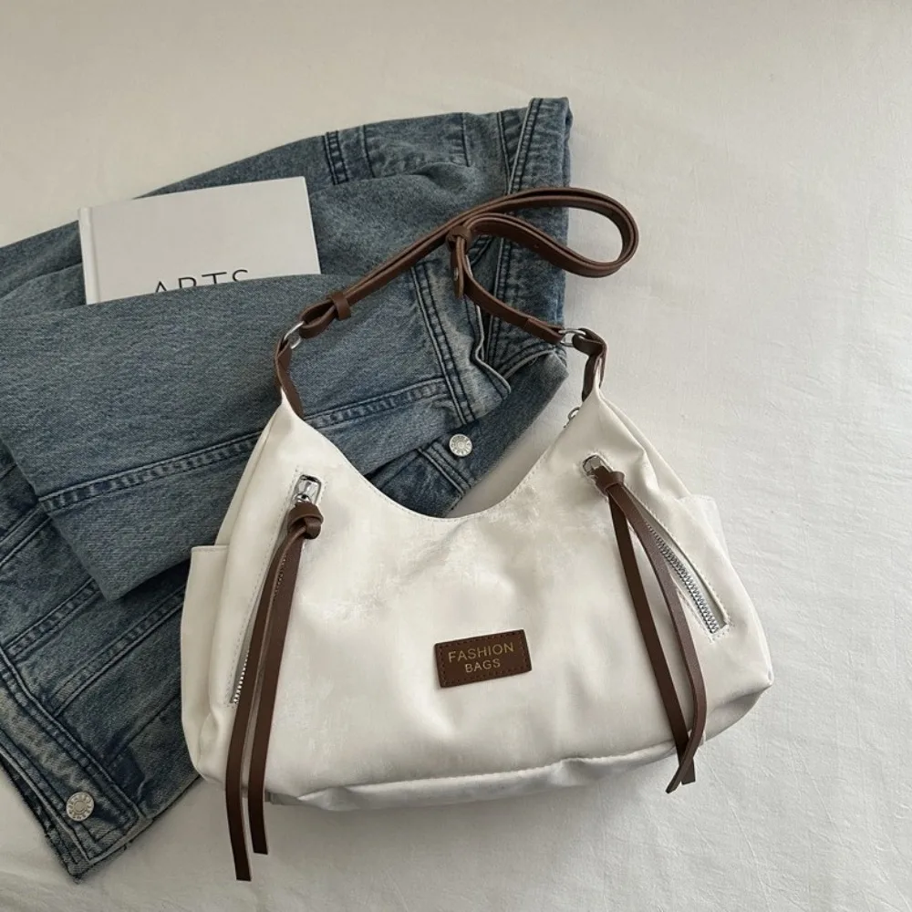 

Solid Color PU Leather Crossbody Bag Korean Style Wide Shoulder Strap Cartoon Shoulder Bag Dumplings Bag Tote Bag Underarm Bag