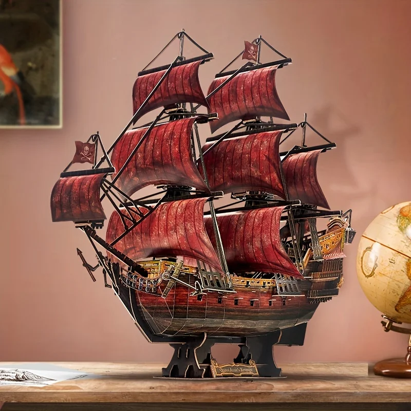 

Commemorative Edition 3D Model Puzzle—Queen Anne's Revenge, Blood-Red Hull, Laser-Golden Ship Edges, 391 Pieces, Stunning Design, Full of Pirate Elements, Immersive Experience, Trendy Player Collectible, Legendary Sea Beast