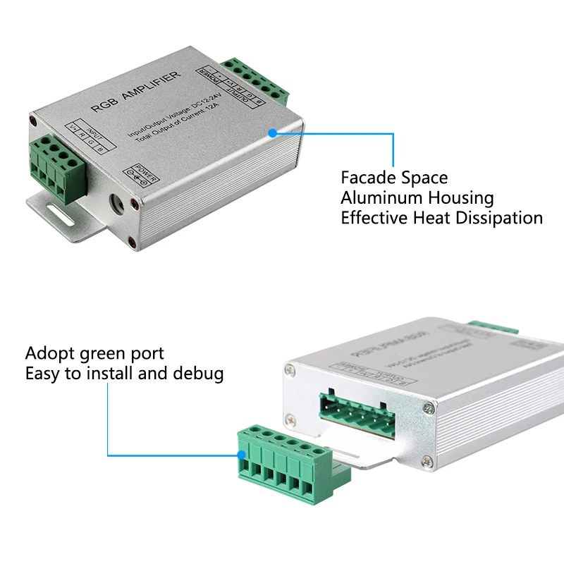 RGB LED Data Signal Power Amplifier 12A 30A 24A/3CH DC12-24V Dimmer Controller Expansion Repeater for LED Full Color Light Strip