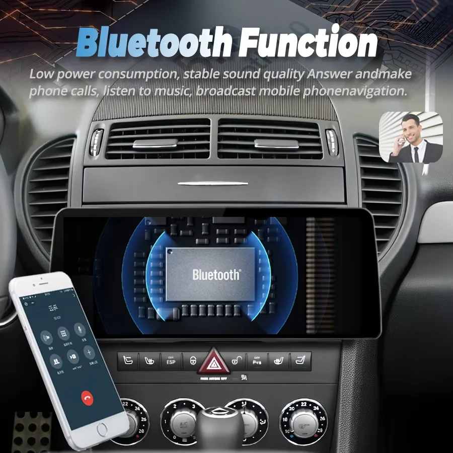 12.3" Radio Android 14 Car Video Player Stereo For Benz SLK class R171, SLK200, SLK280, SLK300 2000-2011 GPS Multimedia Carplay view 5
