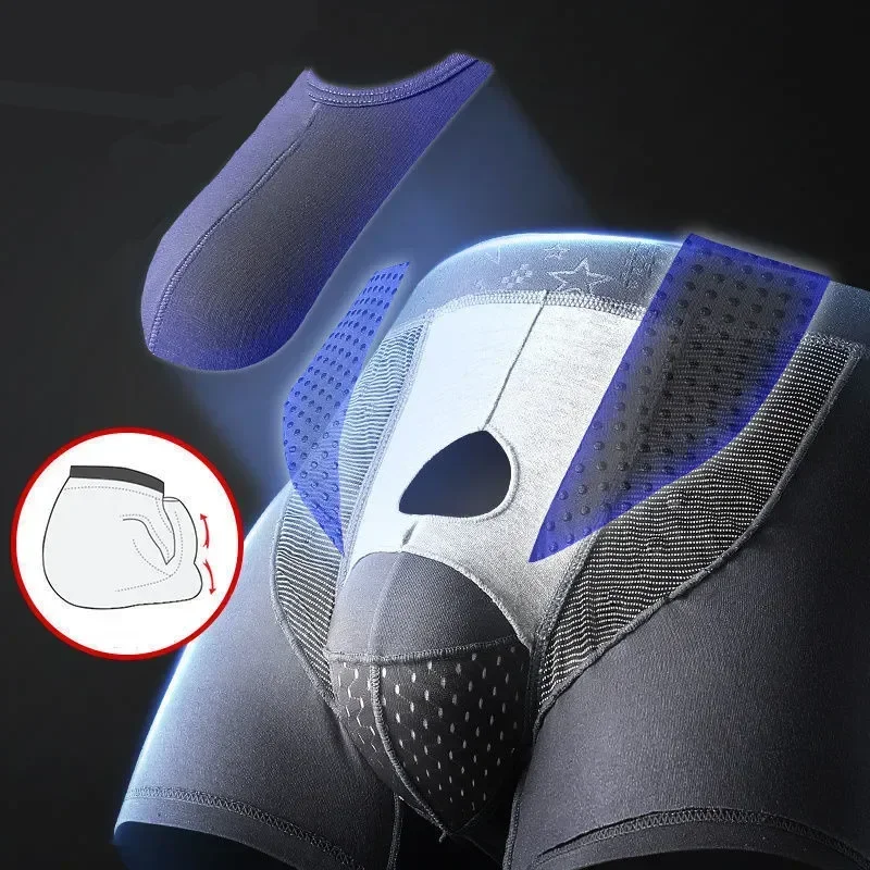 Antibacterial Pouch Ice Separation Homme Men Underpants Man Cueca Panties Shorts Bullet Modal Male Boxer Magnetic Silk Underwear