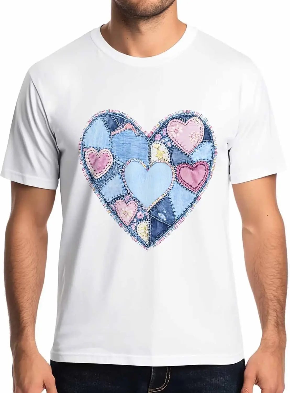 

Cowboy Heart Shape Mens T-Shirts,Short Sleeve Quick Drying T Shirts for Men Crew Neck Tee Love Patter Men's T-Shirts