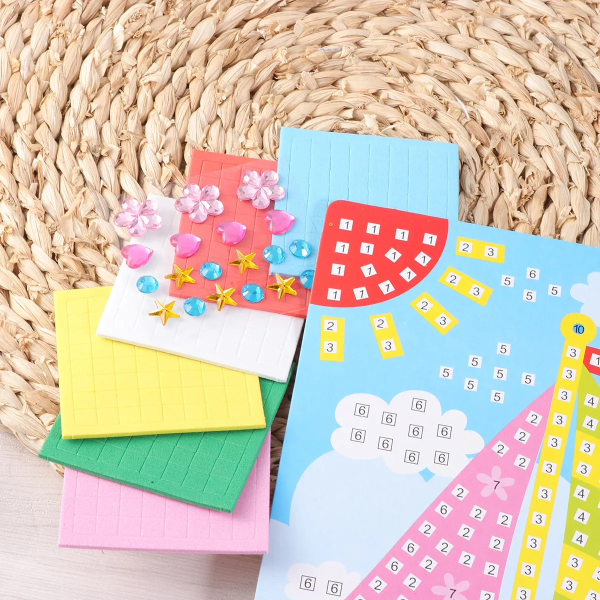 3D Eva Mosaic Sticker DIY Craft Kit for Kids Bright Color Educational Art Supplies Kindergarten Classroom Activity Learning Tool