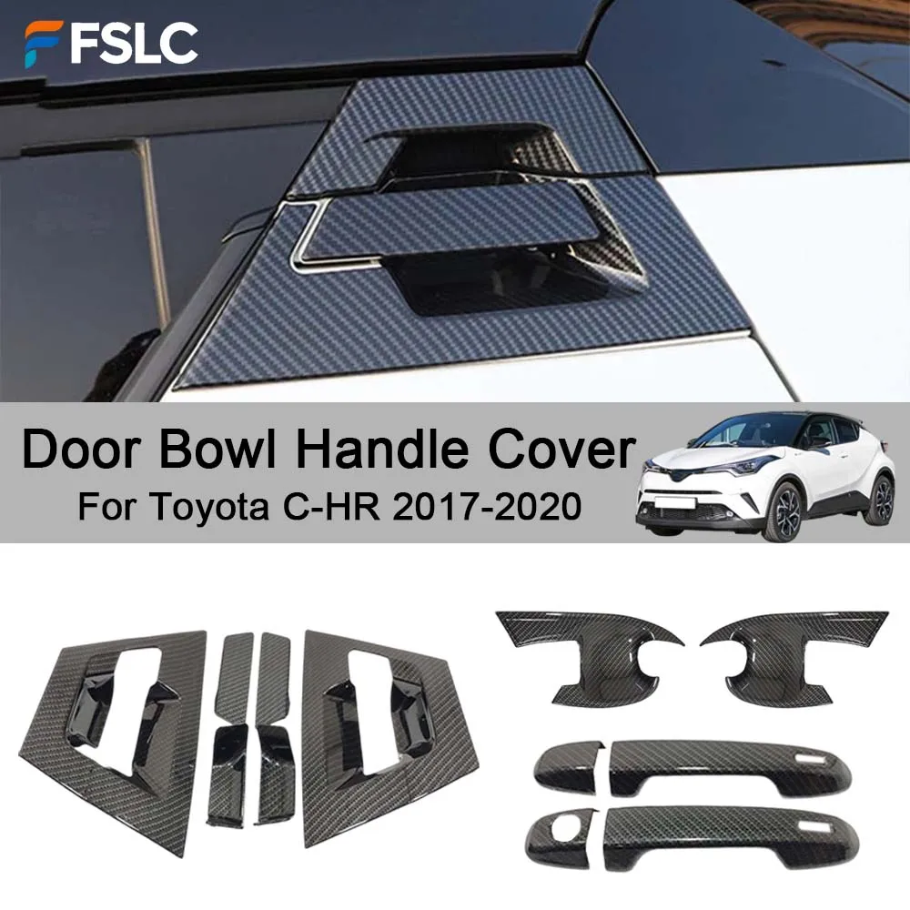 

Накладки на ручки дверей для Toyota C-HR 2017-2020, карбон, серебристые, для стайлинга и тюнинга автомобиля