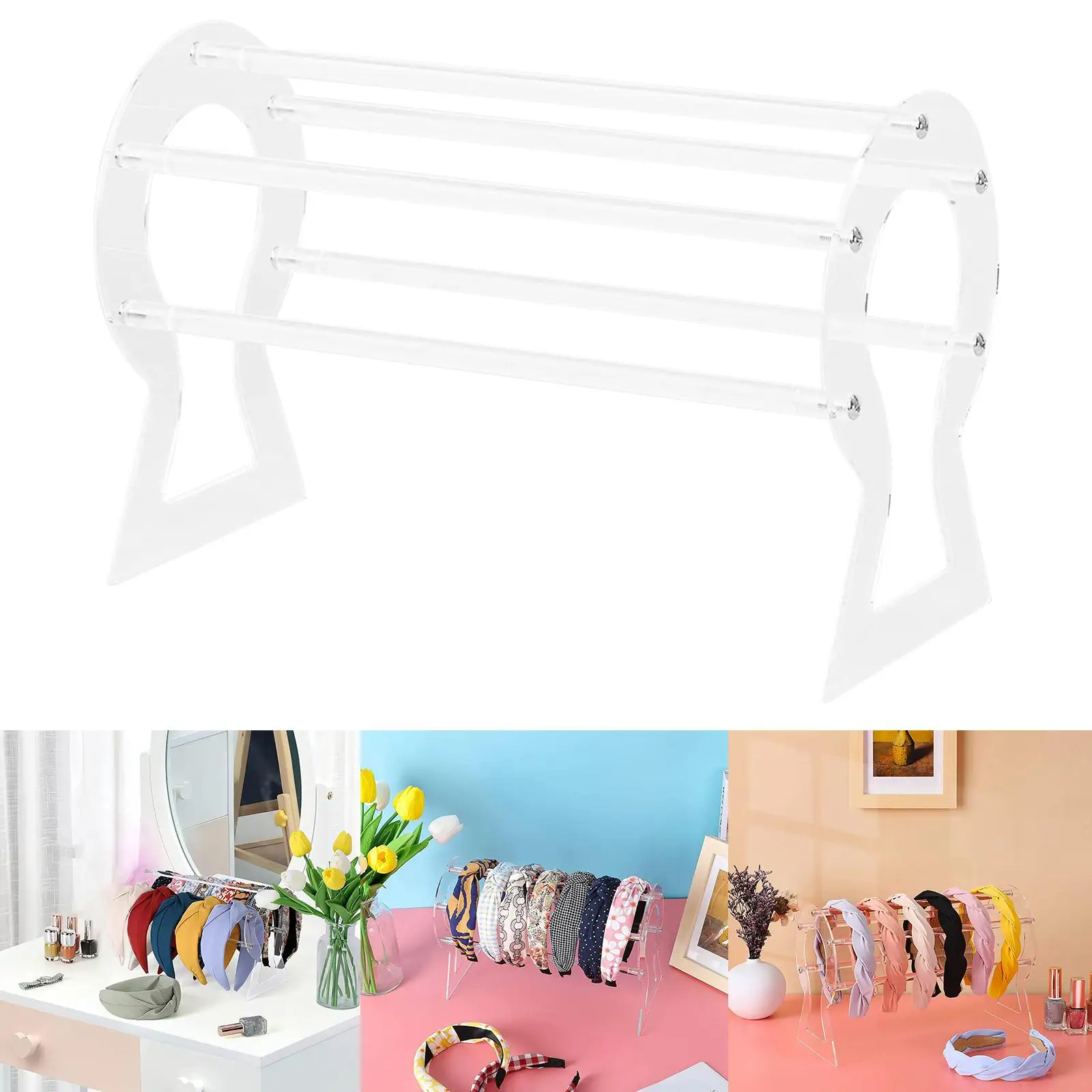 

Clear Headband Holder Detachable Gifts Acrylic Durable Scrunchie Display Rack for Necklaces Jewelry Chains Organizer Girls