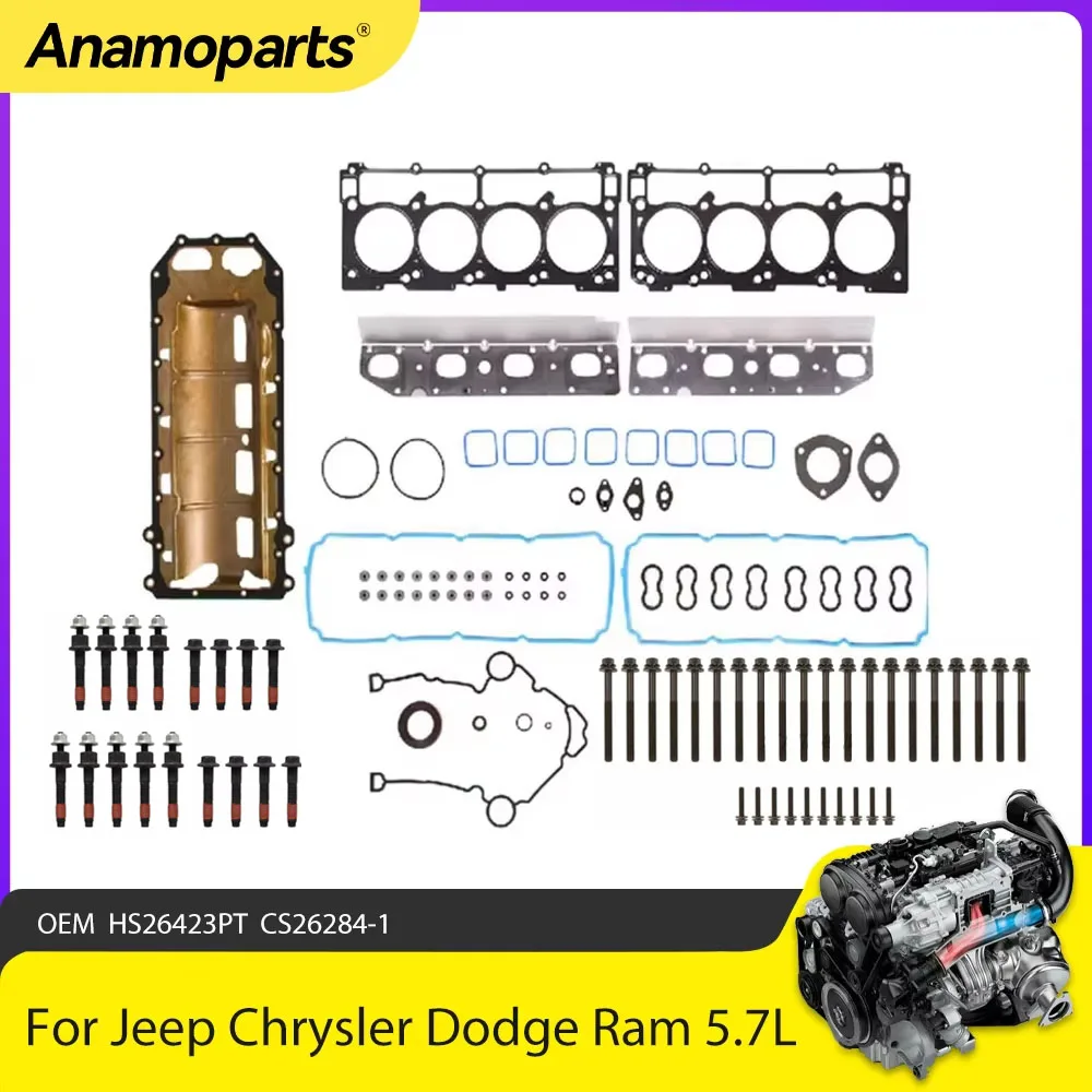 Engine Parts Full Gasket Set Head Bolt Fit 5.7 For Jeep Chrysler Aspen Dodge Durango Ram 1500 2500 3500 5.7L V8 OHV HEMI 09-20