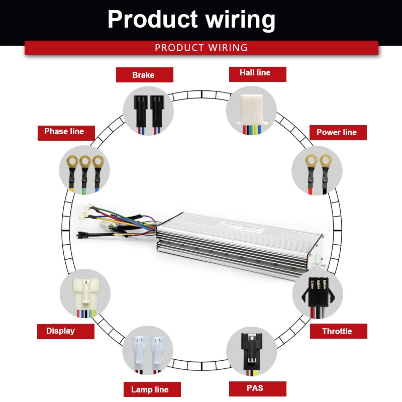 1 x kit de contrôleur d'onde sinusoïdale pour vélo électrique,Métal 1 x kit de contrôleur d'onde sinusoïdale pour vélo électrique,Métal